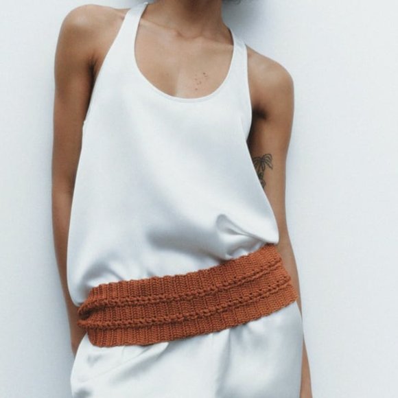 NWT ORANGE CROCHET SASH BELT